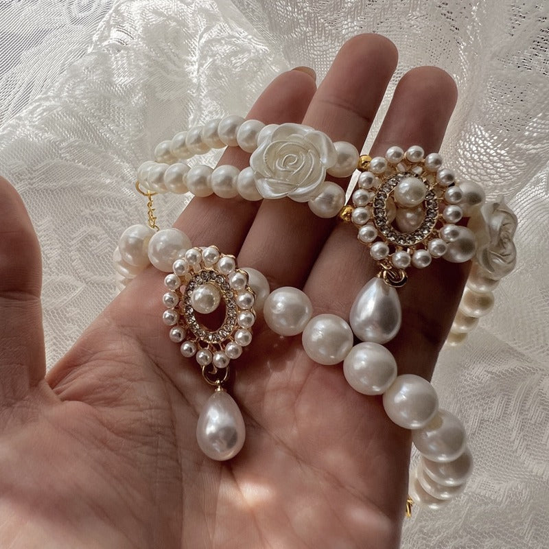 Vintage Pearl & Gemstone Pet Collar – Elegant & Adjustable Necklace for Cats & Dogs