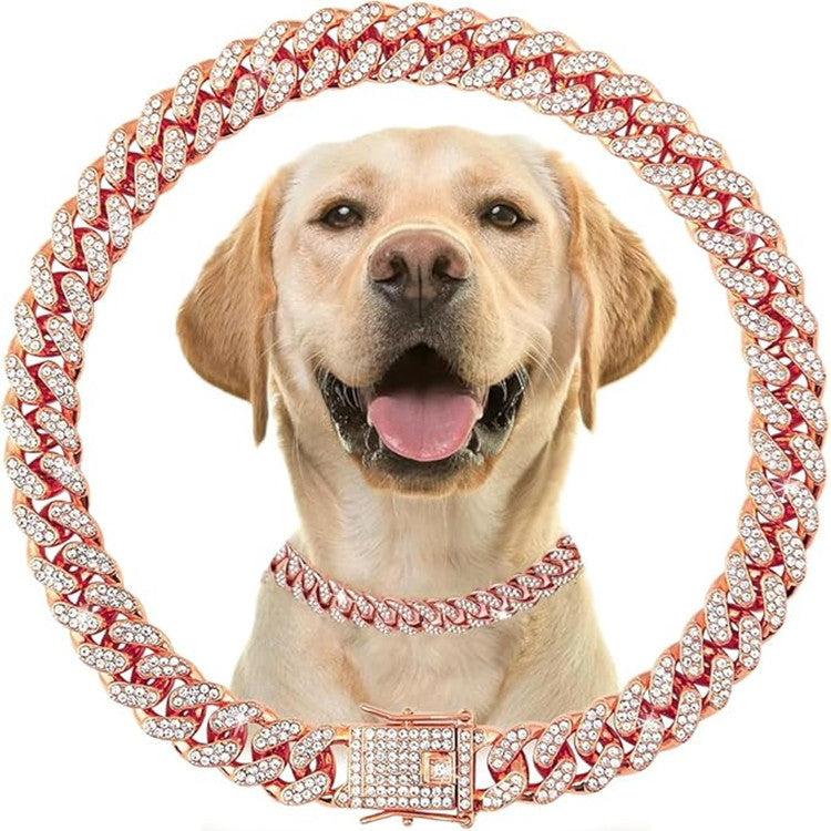 12mm Wide Diamond Pet Collar – Sparkling Adjustable Necklace for Dogs & Cats