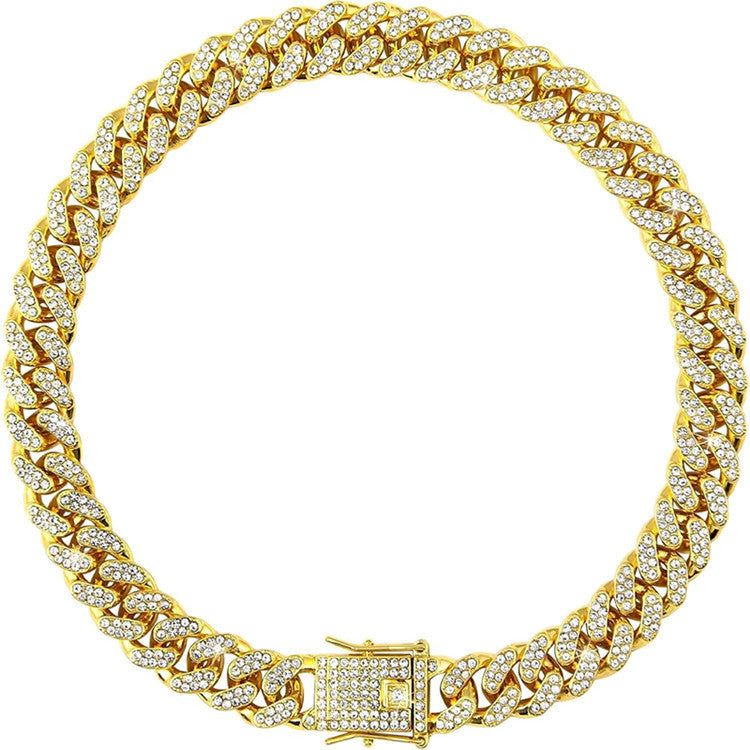 12mm Wide Diamond Pet Collar – Sparkling Adjustable Necklace for Dogs & Cats