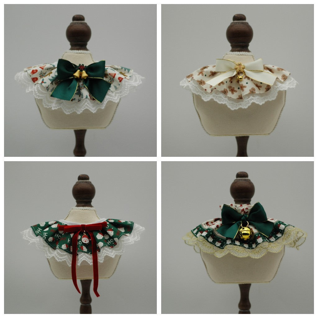 New Christmas Pet Bib & Lace-Trimmed Collar – Adjustable Festive Neckwear for Cats & Dogs