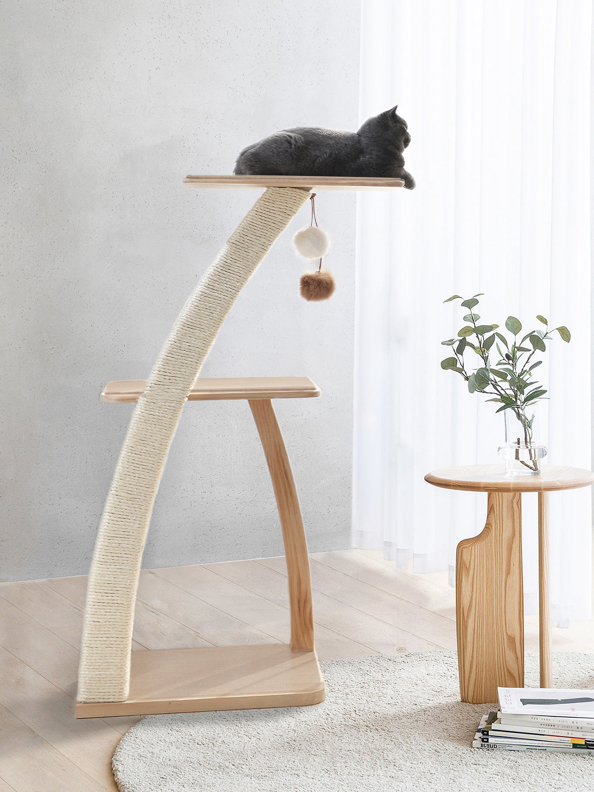 Coconut Tree Cat Climbing Tower | Eco-Friendly Sisal & Solid Wood Cat Tree | Indoor Pet Furniture