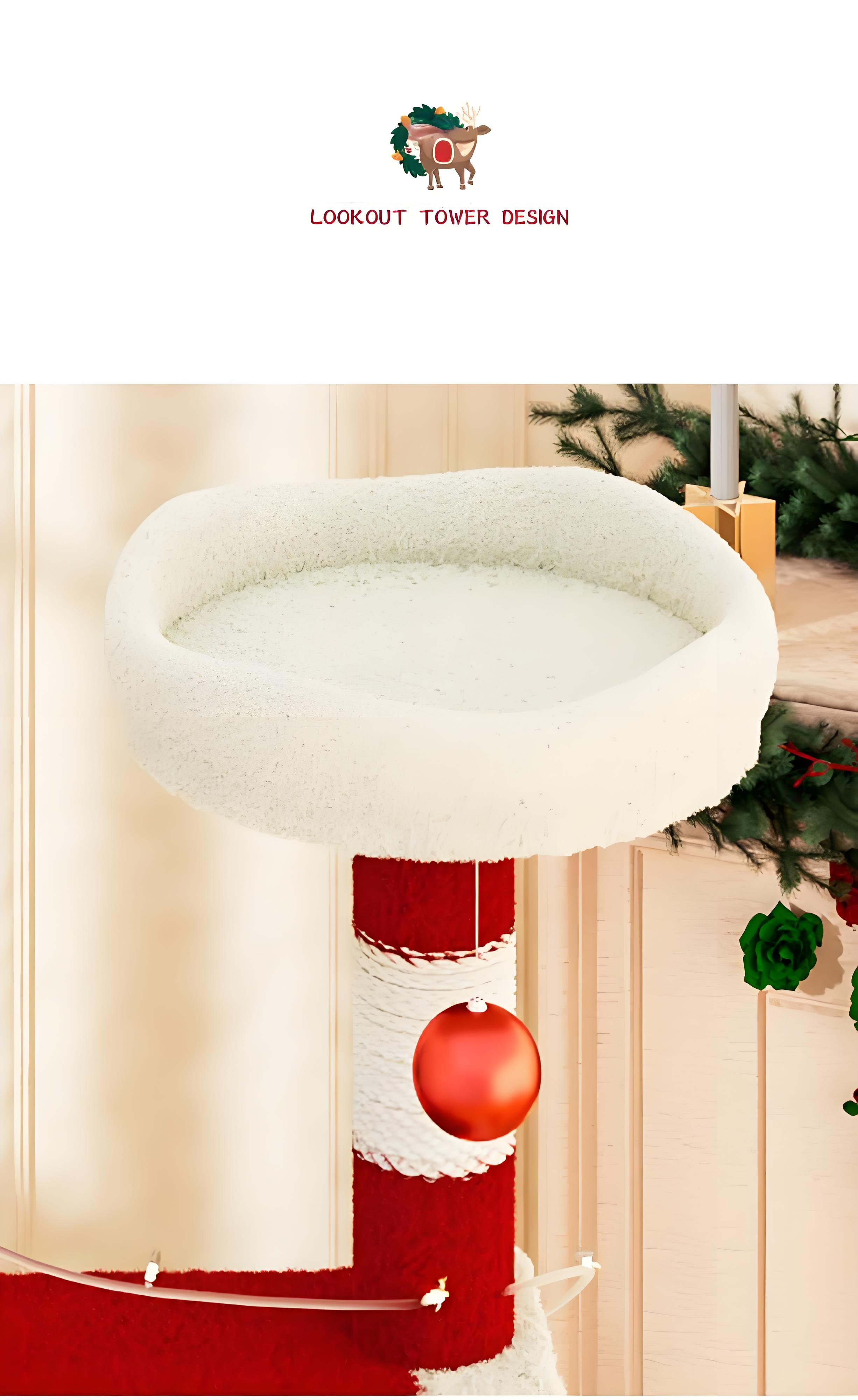 Christmas Tree Cat Tree – Cat Climbing Frame with Cozy Tree Hole Bed & Sisal Rope Toys | All-Season Cat Activity Center