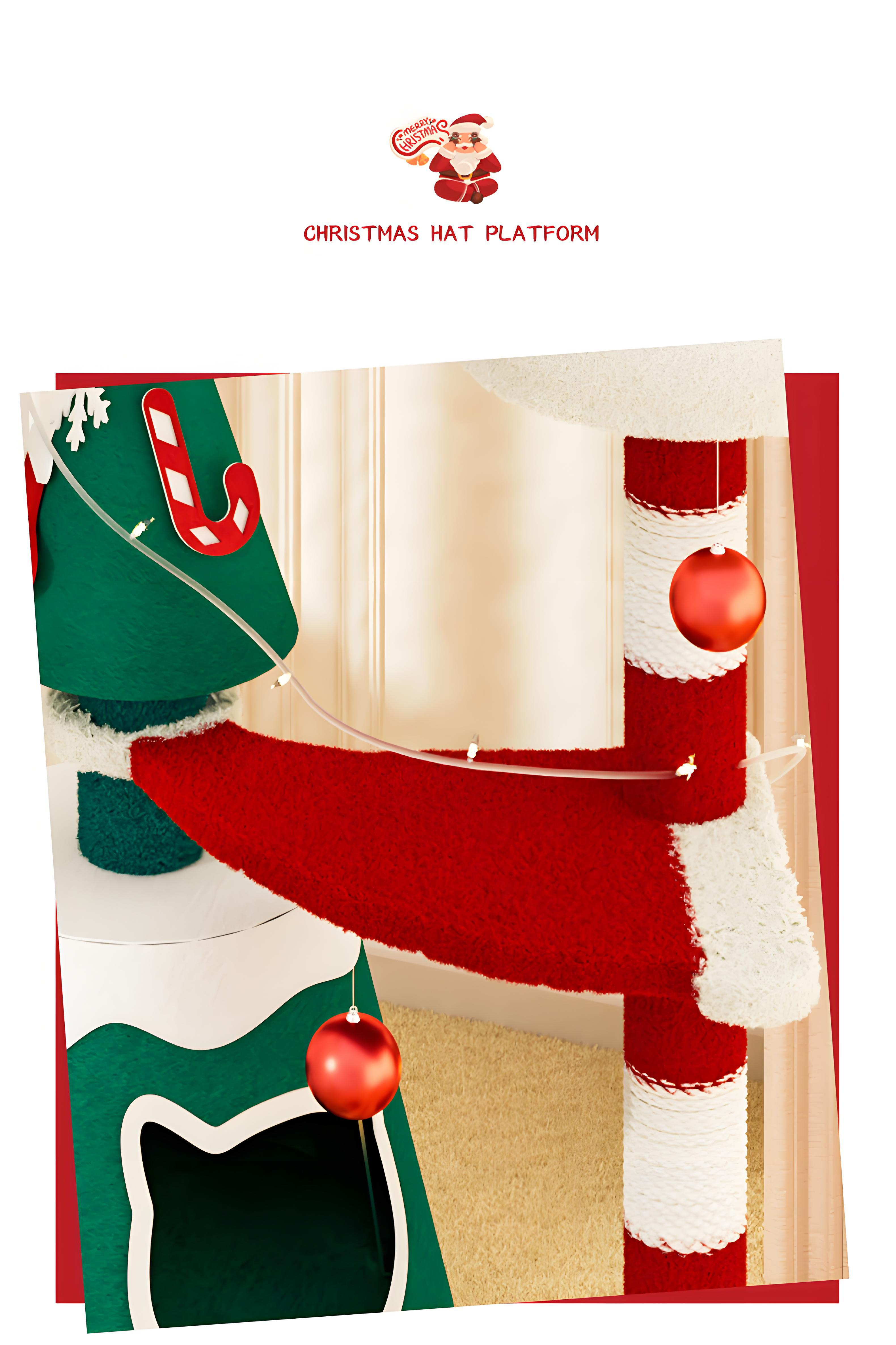Christmas Tree Cat Tree – Cat Climbing Frame with Cozy Tree Hole Bed & Sisal Rope Toys | All-Season Cat Activity Center