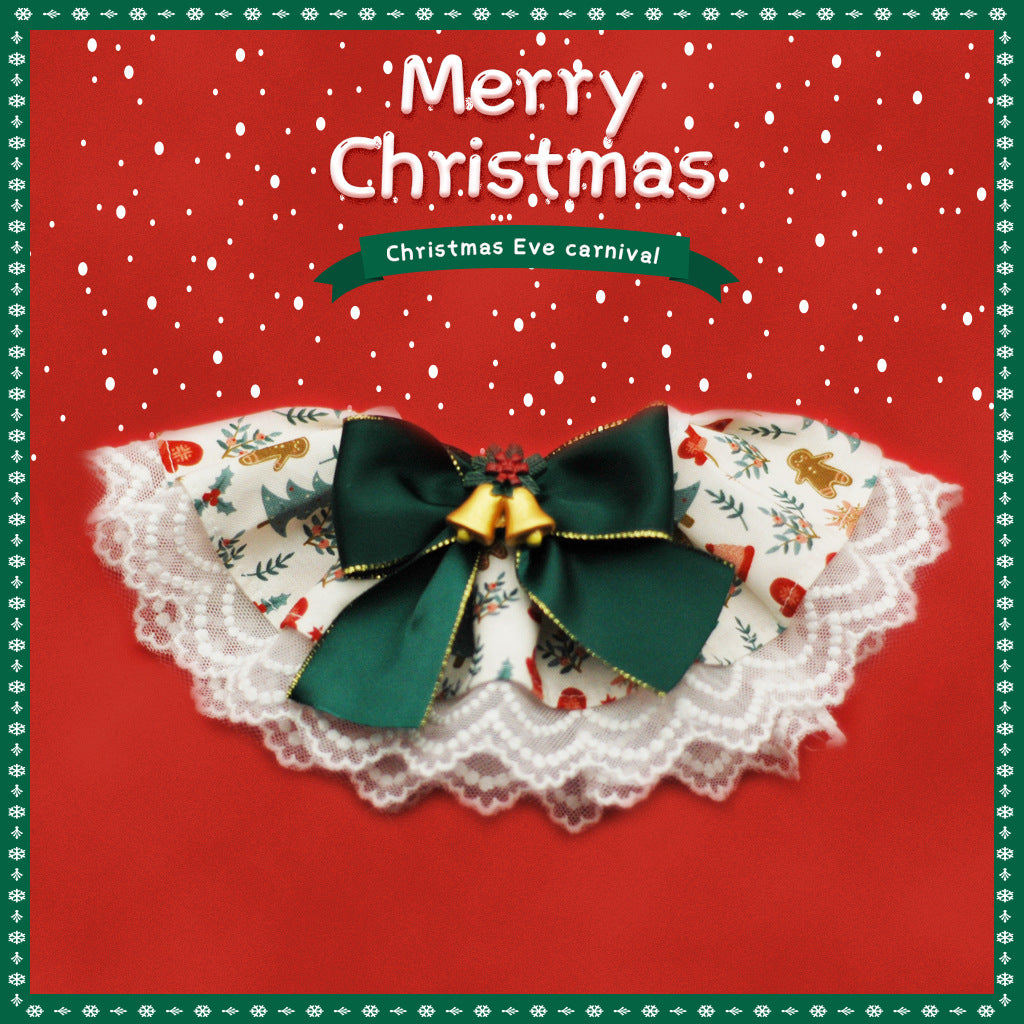 New Christmas Pet Bib & Lace-Trimmed Collar – Adjustable Festive Neckwear for Cats & Dogs