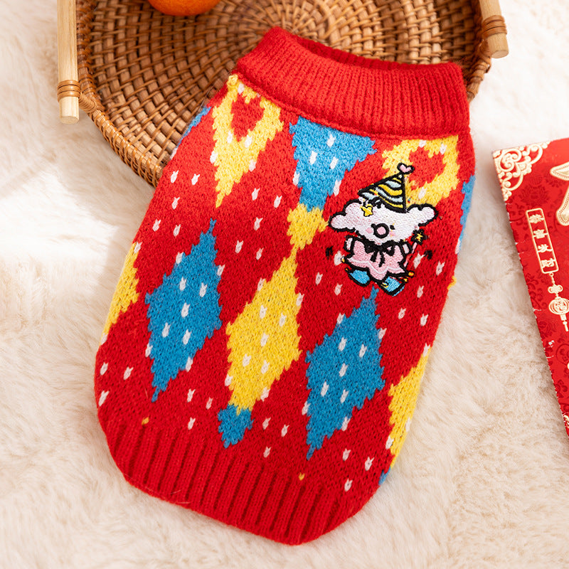 Circus Winter Pet Sweater – Crazy Costume Set for Dogs& Cats
