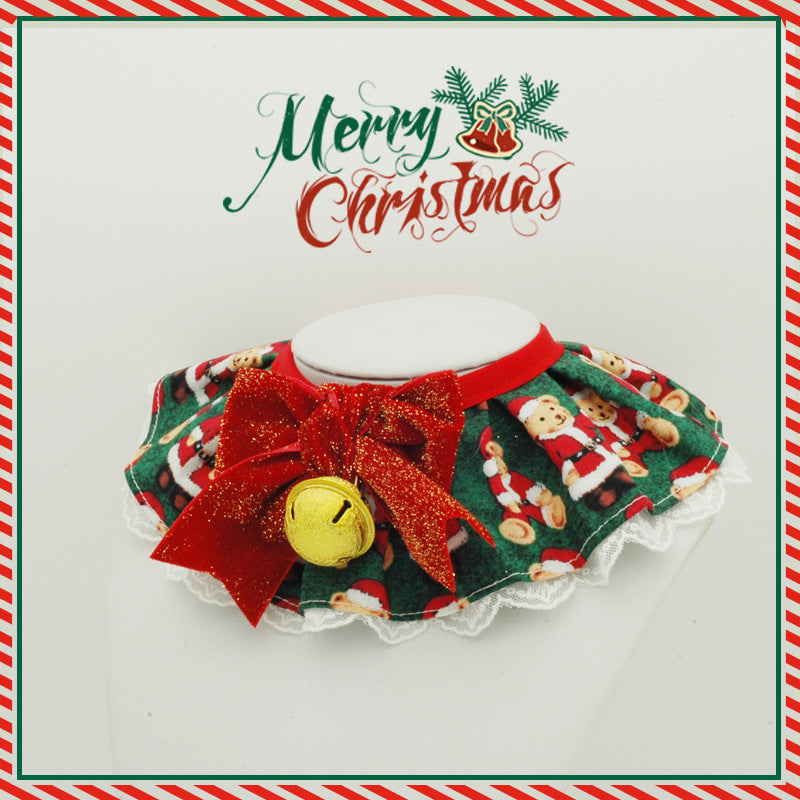 New Christmas Pet Bib & Lace-Trimmed Collar – Adjustable Festive Neckwear for Cats & Dogs