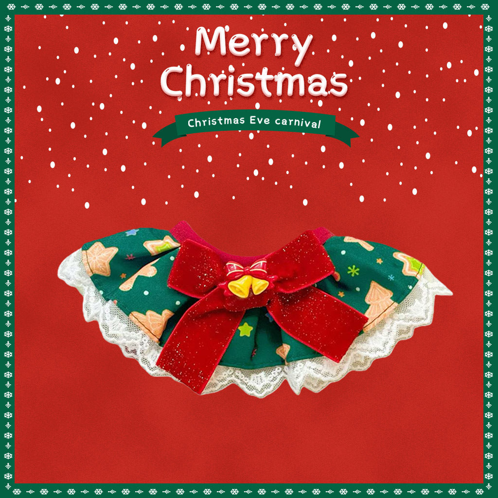 New Christmas Pet Bib & Lace-Trimmed Collar – Adjustable Festive Neckwear for Cats & Dogs