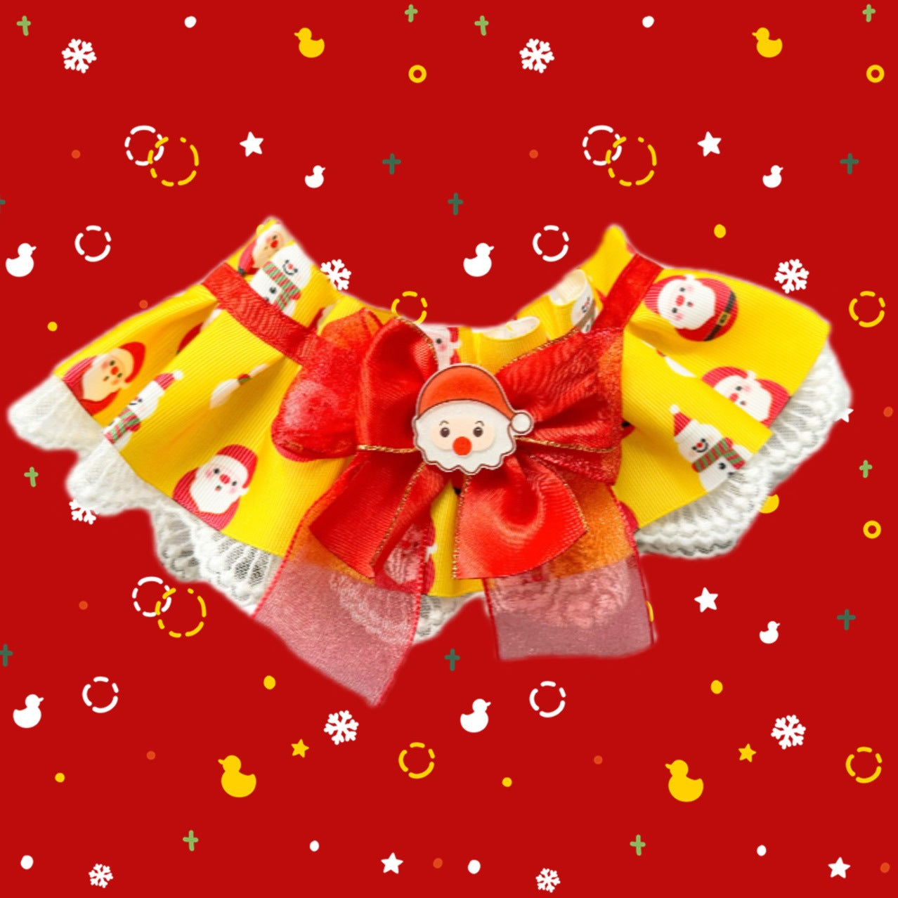 New Christmas Pet Bib & Lace-Trimmed Collar – Adjustable Festive Neckwear for Cats & Dogs