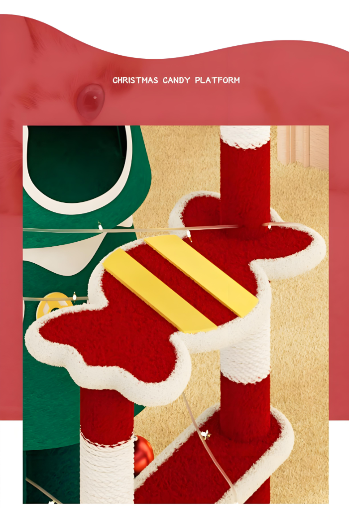 Christmas Tree Cat Tree – Cat Climbing Frame with Cozy Tree Hole Bed & Sisal Rope Toys | All-Season Cat Activity Center